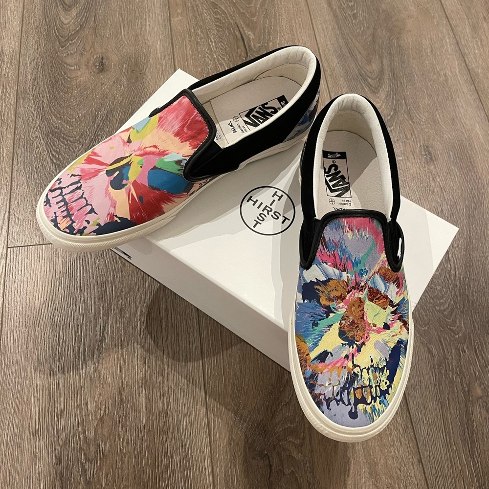 Damien Hirst Splatter Skull X Vans slip ons